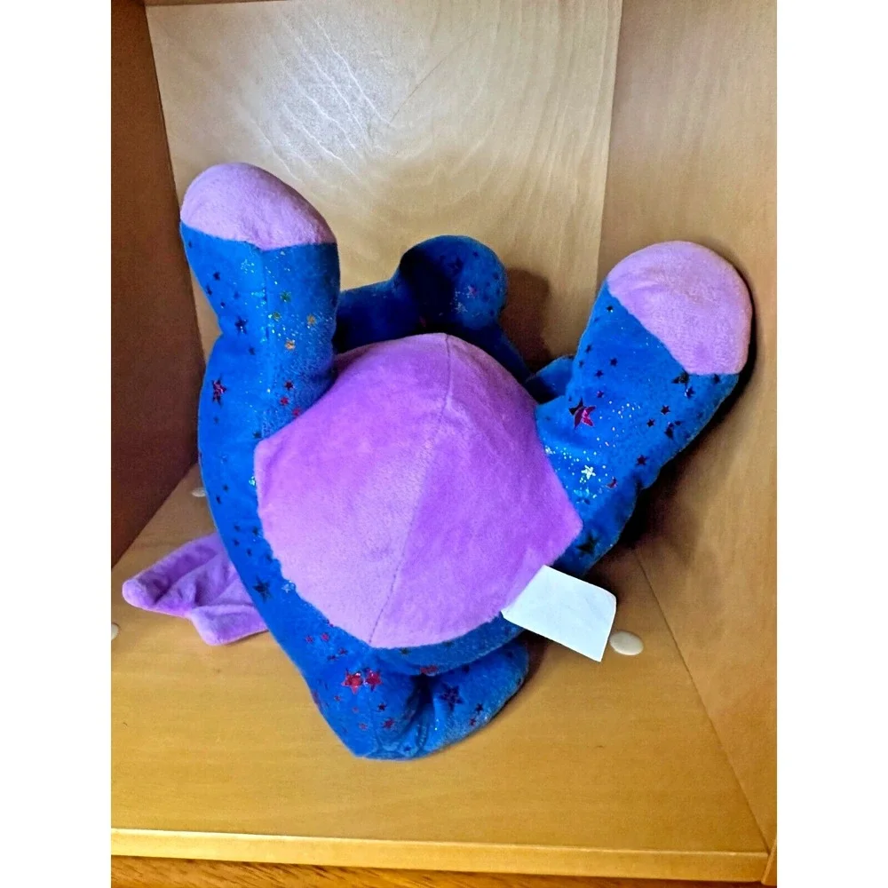 Six Flags Dragon Plush Winged Blue purple Sparkly Stars 12 inch Prize